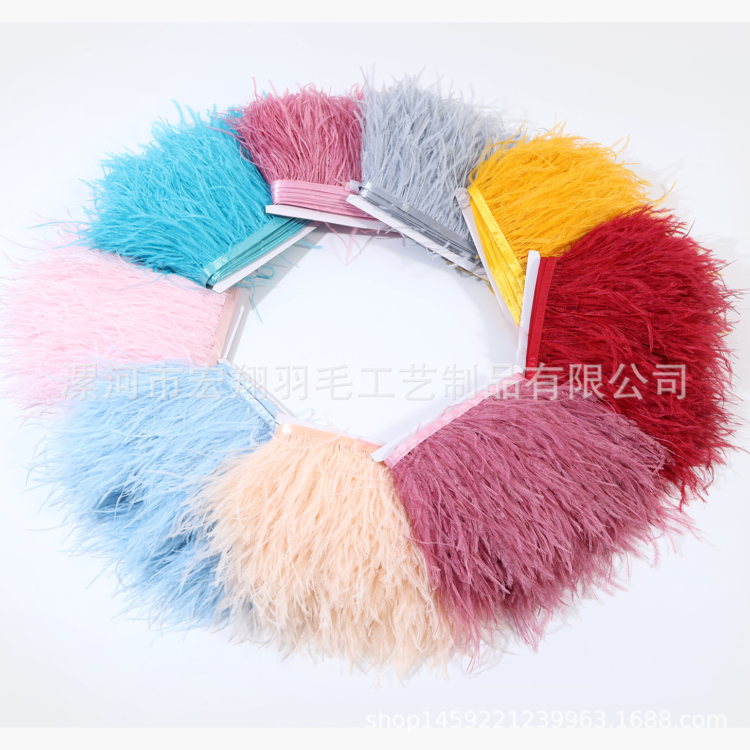 厂家直销全尺寸鸵鸟毛布边6-18 cm鸵鸟羽毛花边/羽毛布带服装辅料