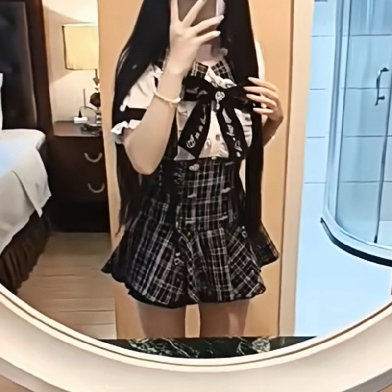 純欲日系小香風減齢スーツ女性夏腰偽二枚ワンピース痩せパンツ二枚セット|undefined