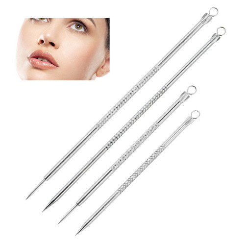 Stainless steel acne needle 4-piece set double-headed acne needle blackhead removal acne needle set beauty tools wholesale