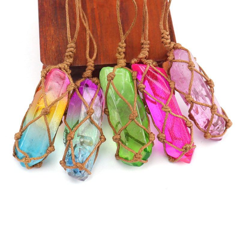 Ethnic Style Geometric Crystal Handmade Pendant Necklace 1 Piece