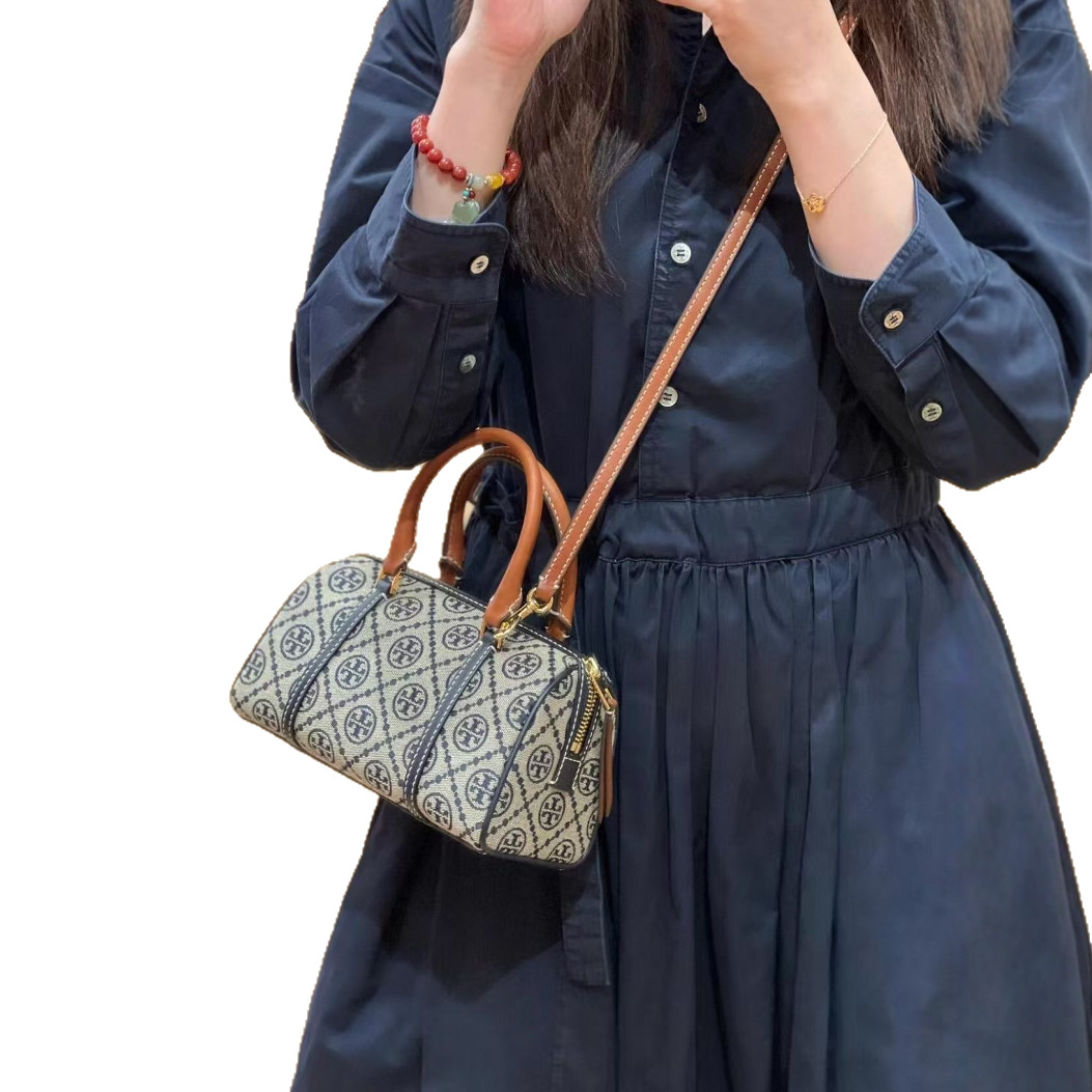 2025 TB New Boston Pillow Bag Classic Print Handheld Cowhide Crossbody Bag Fashion Versatile Shoulder Bag for Women - Thumbnail 5