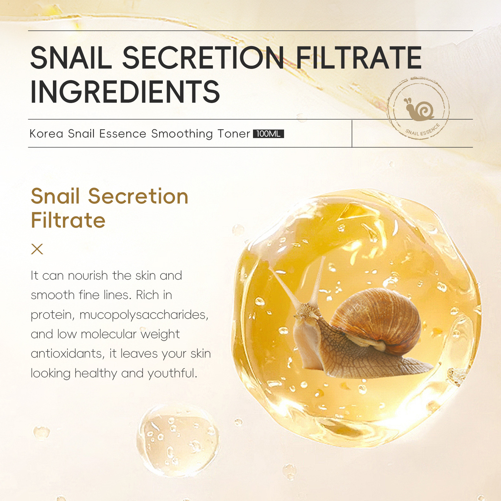 Cross-border LAIKOU Korean Snail Essence Toner 100ml Hydrating and Moisturizing Manufacturer in stock undefined