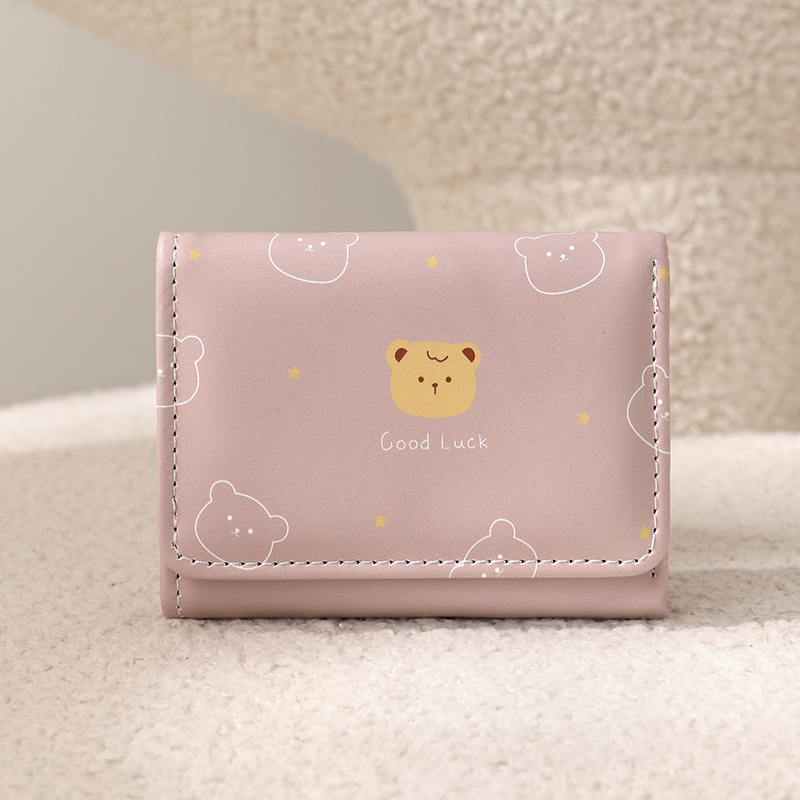 Cartera pequeña coreana para mujeres, billetera corta para chicas, estudiantes de moda, dibujos animados cero al por mayor, billetera para mujeres, delgada