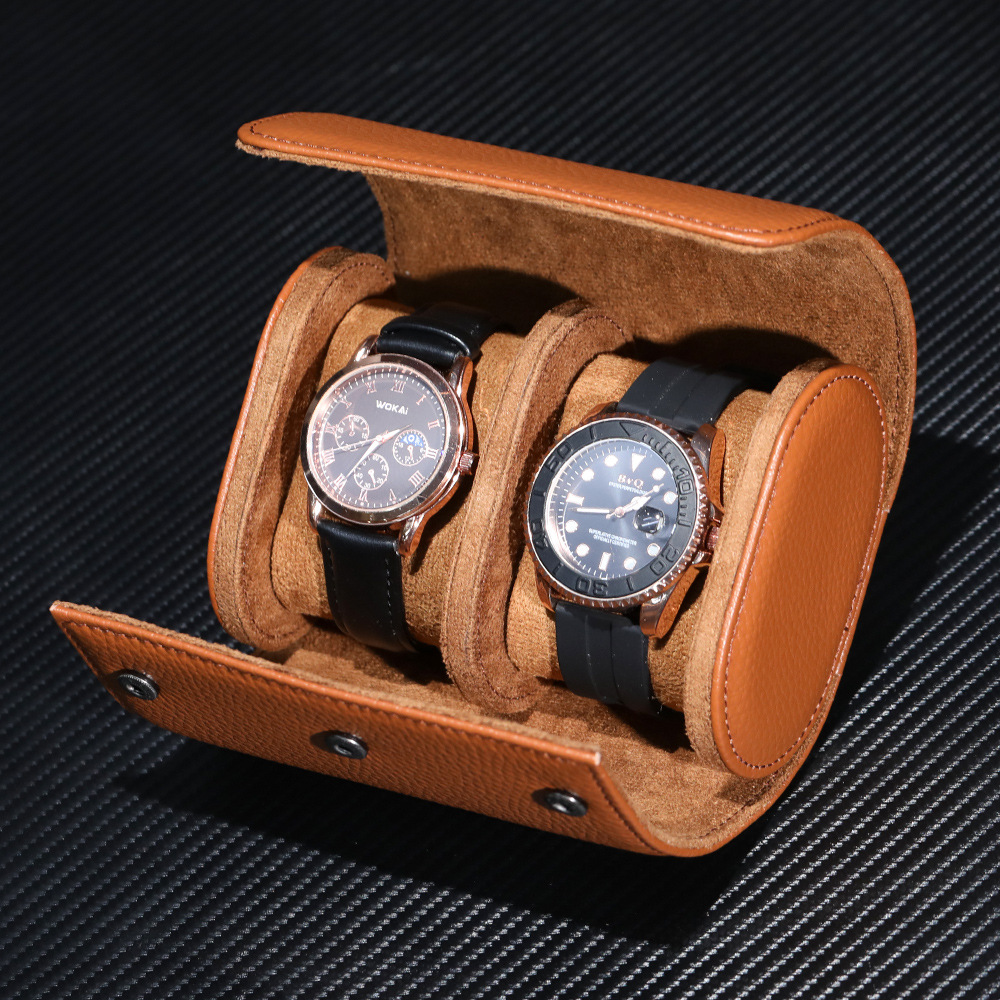 Cross-Border High-End Watch Case Anti-Fall Leather Watch Storage Box Men's and Women's Travel Portable Watch Case Watch Box