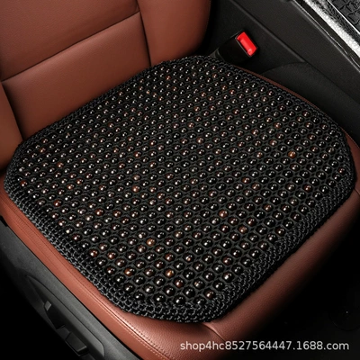 Cross-Border Car Seat Cushion with Bodhi Wood Beads, Summer Cooling Pad, Ventilated and Breathable, Hand-Woven by Manufacturer, Upgraded for Breathability (Cool pad) - mysterious-black-single-seat-cushion