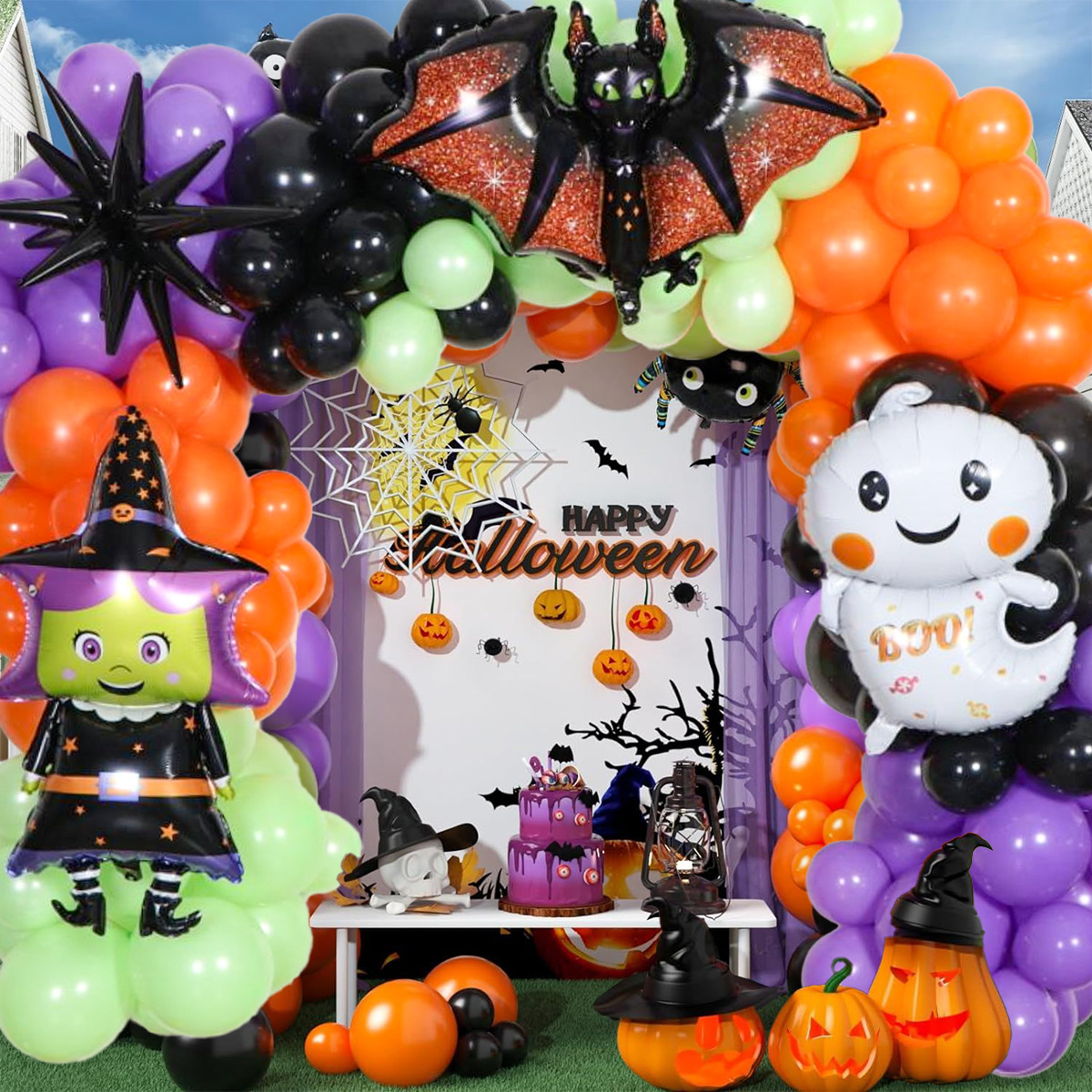 Halloween ghost festival mall ktv decoration layout pumpkin bat…