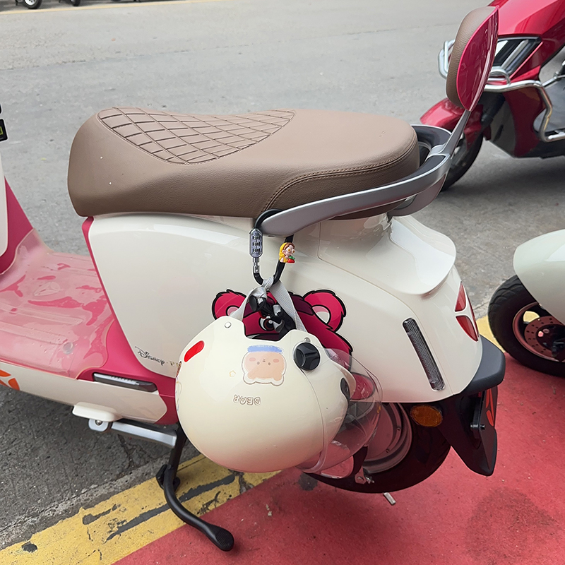 Cute electric scooter rear seat helmet lock for girls, aluminum alloy password anti-theft lock