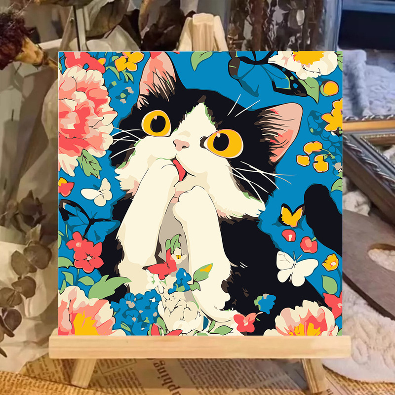 子猫デジタル油絵 diy 着色かわいい漫画動物手作り子供のシンプルな油絵装飾卸売|undefined