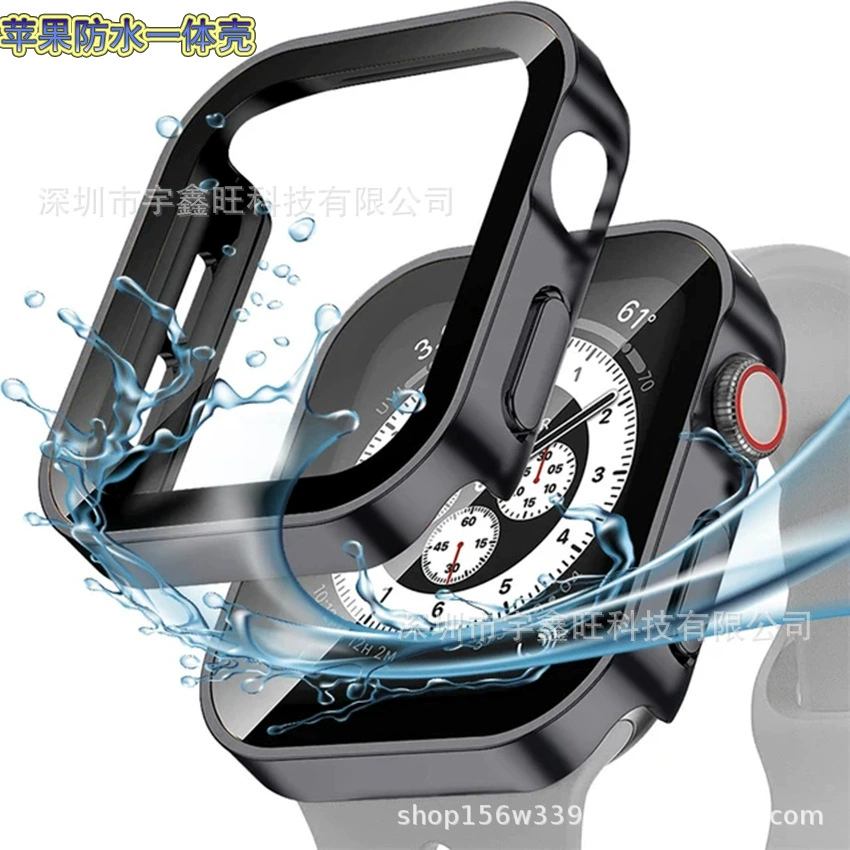 Подходит для Apple Watch Case Apple Watch 8 Прямой край Водонепроницаемый чехол iwatch 9 Чехол Пленка Интегрированный гальванический чехол для часов