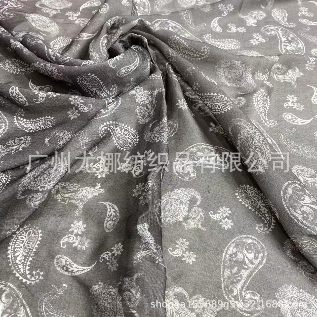 H90040天丝亚麻印花春夏面料波西米亚腰果复古植物纤维吸湿透气薄