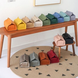 Nordic car pu living room tissue box restaurant solid color storage tissue cover bathroom medium and large desktop tissue box