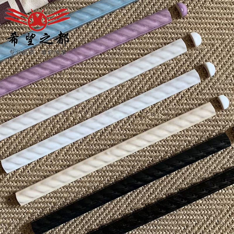 Blue-purple semi-circular twisted trim, 20x300mm, for kitchen and bathroom, French-style decorative edging, tile trim Blue-purple semi-circular twisted trim, 20x300mm, for kitchen and bathroom, French-style decorative edging, tile trim