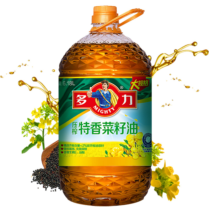 多力压榨特香菜籽油6.18L食用油桶装油6.18升非转基因压榨植物油