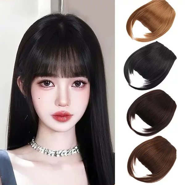 Wig for Women with Sideburns and Bangs, Medium Thick Sideburns and Air Bangs Wig, Invisible and Traceless Face-Shaping Bangs