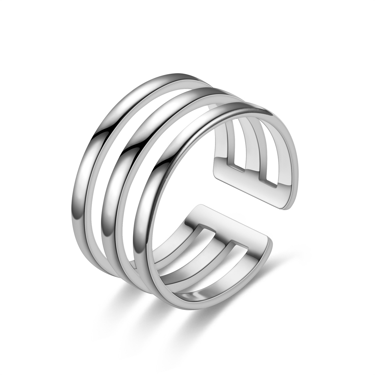 Fashion New Adjustable Titanium Steel Hollow Couple Ring display picture 3