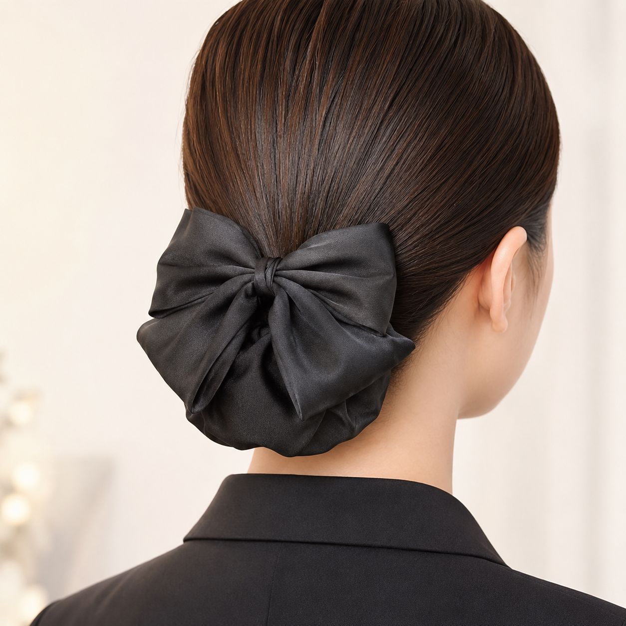 Fabric bow hair net for short hair, professional work hair accessory, hair clip, hair ornament
