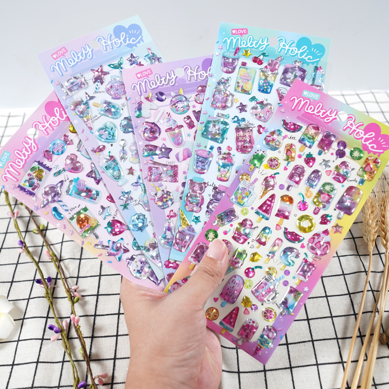 정품 일본 Q-LIA 고양이 눈 크리스탈 드롭 접착 전화 쉘 장식 스티커 DIY 앨범 장식 스티커 재료