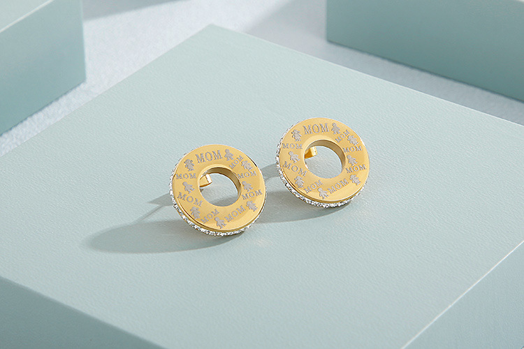 European and American Heart Necklace Semicircle Earrings Electroplating Rhinestone Stainless Steel J