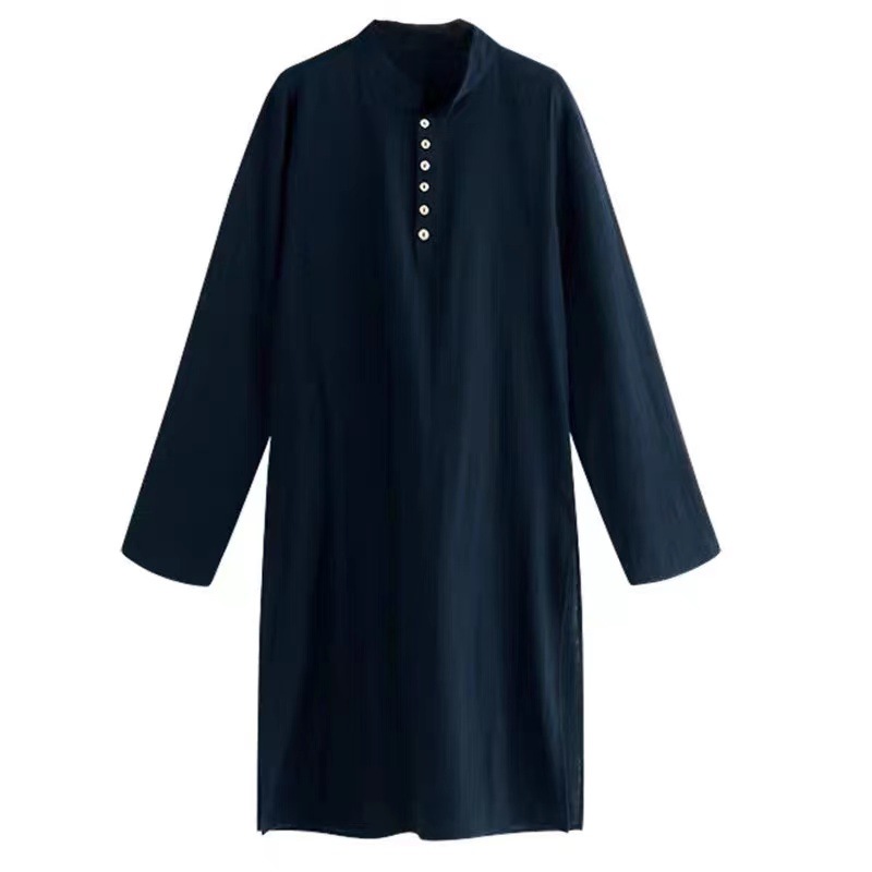 2024 Arabic style fashionable and minimalist long men's shirt Muslim robe_voghion.com