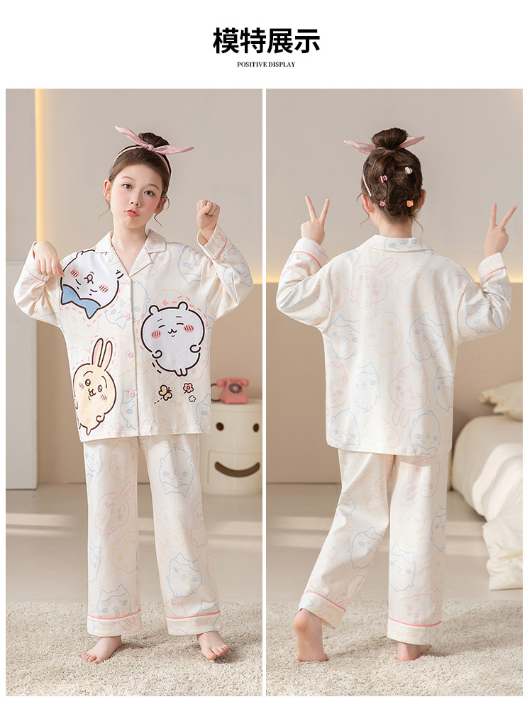 Pijamas de niñas 2025 nueva primavera y otoño algodón de manga larga delgada para niños ropa de casa para niños pequeños set