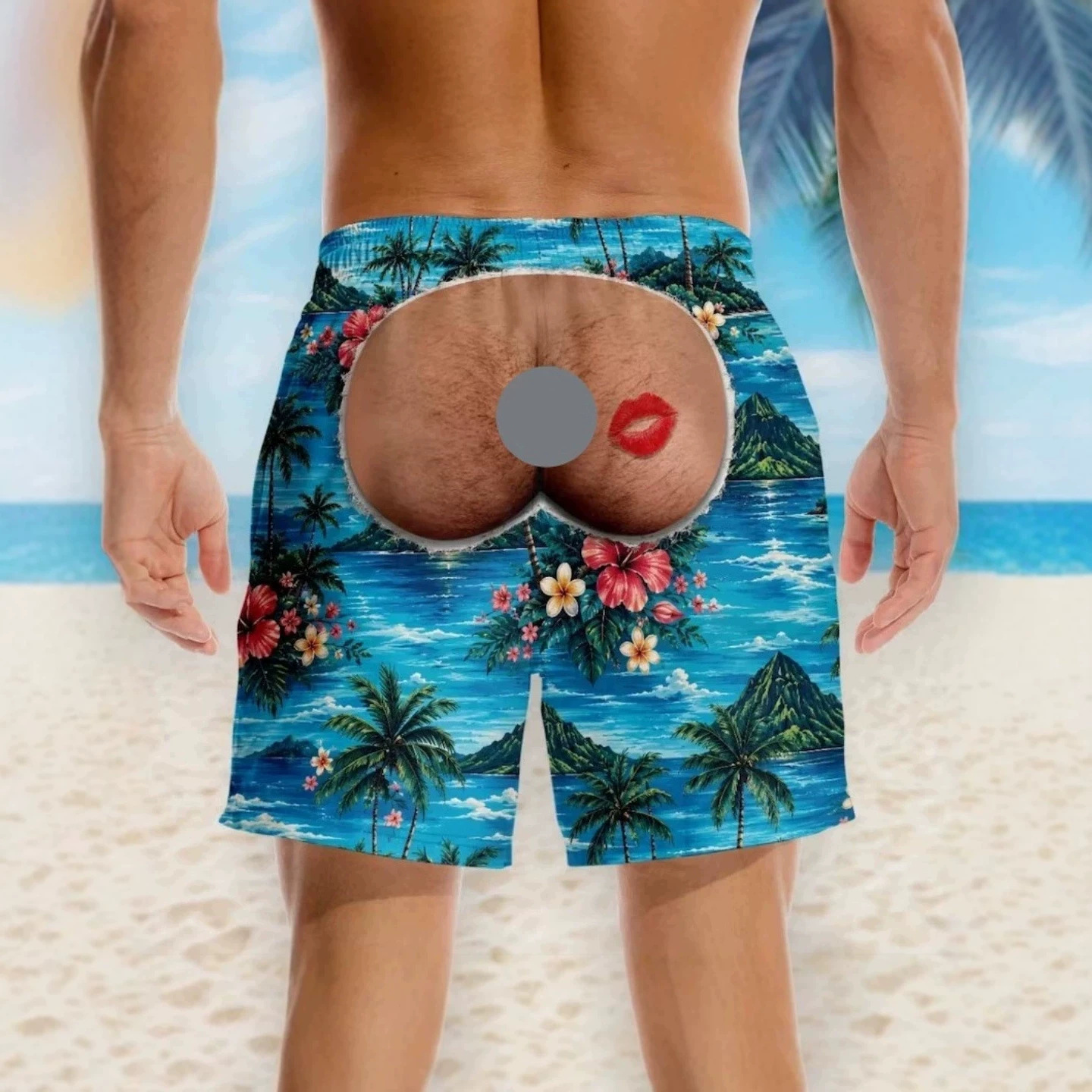 Loose-fitting beach shorts, casual vacation shorts top, 2026 summer new style, unique and fun men's 3D digital print.