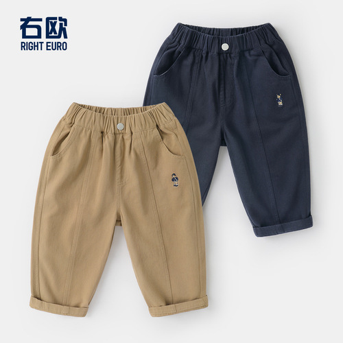 Righteous European Style Boys' Long Pants Spring Clothing Children's Clothing for Spring and Autumn Kids' Baby Boys' College-Style Casual Pants for Spring