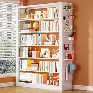 Perforated Board Steel Bookshelf Storage Children's Home Floor-Standing Bookcase Multi-Layer Picture Book Rack Iron Library Storage Rack