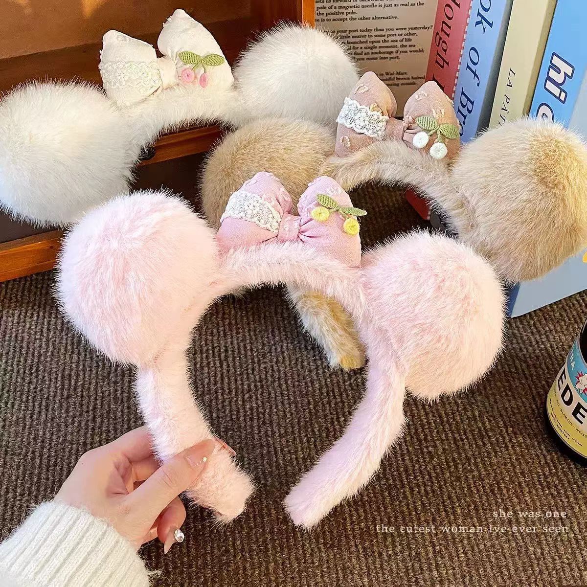 Otoño y invierno lindos osos de peluche orejas bandas de cabello para mujeres lavarse la cara y aplicar máscaras animales locos arco bandas para el cabello