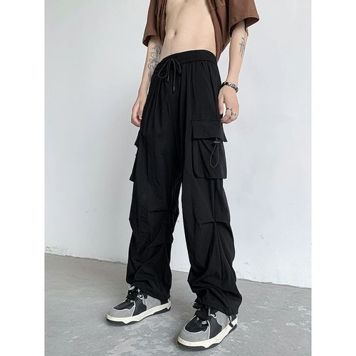Men's Autumn Japanese Retro Loose Wide Leg Straight Leg Casual Parachute Pants with Ice Silk Quick-Dry Workwear