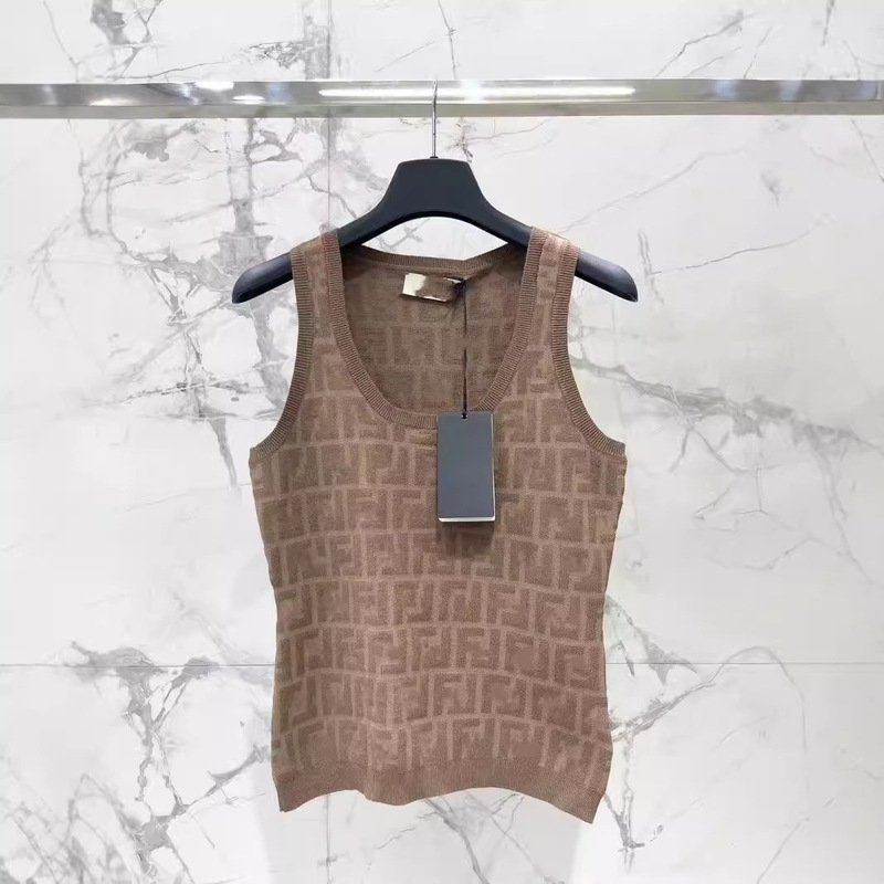 2024 Internet Celebrity Summer New Slim Fit Full-Print Letter Embossed Jacquard Knitted Vest Sleeveless Slimming Look Trendyy Work Clothing 2024 Internet Celebrity Summer New Slim Fit Full-Print Letter Embossed Jacquard Knitted Vest Sleeveless Slimming Look Trendyy Work Clothing