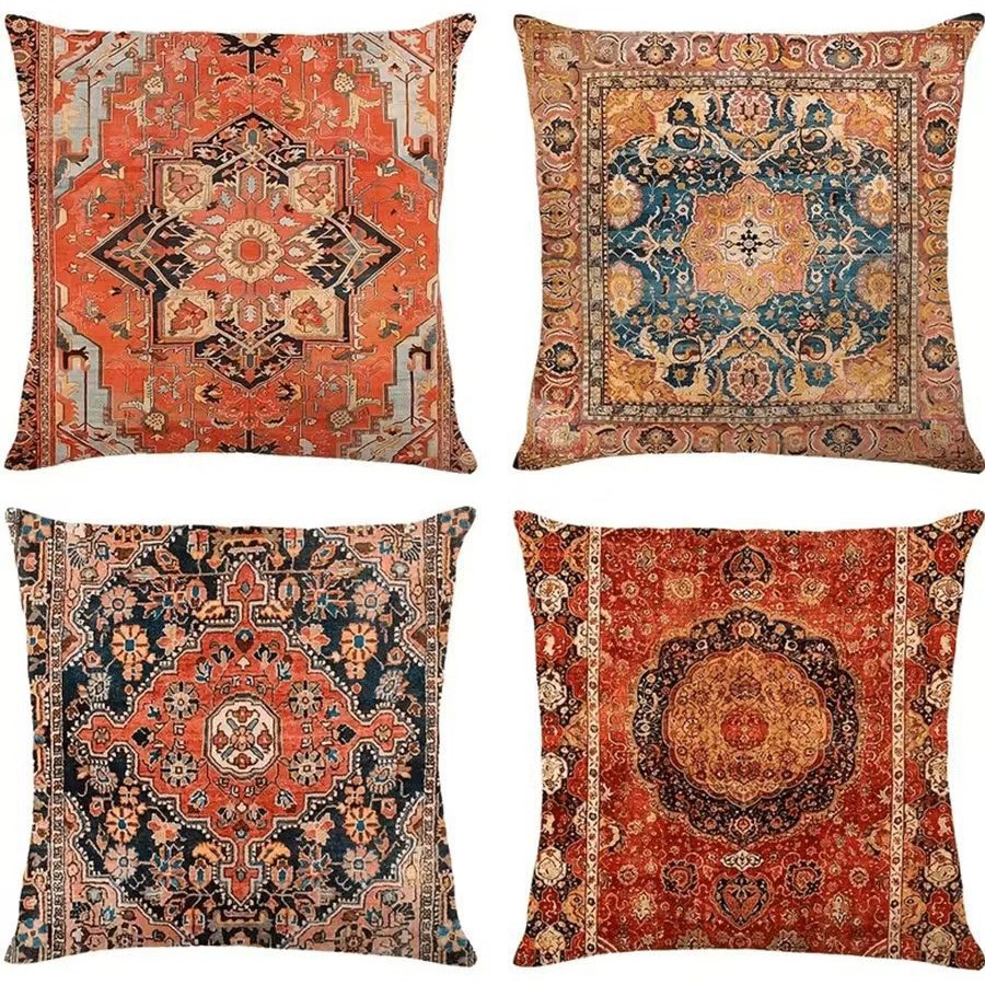 2024 funda de almohada bohemia explosiva transfronteriza Amazon lino estampado mesa de sala de estar bandera cojín de dormitorio