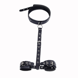SM fun binding collar training female slave leather anti-back handcuffs adult supplies cross-border supply source generation