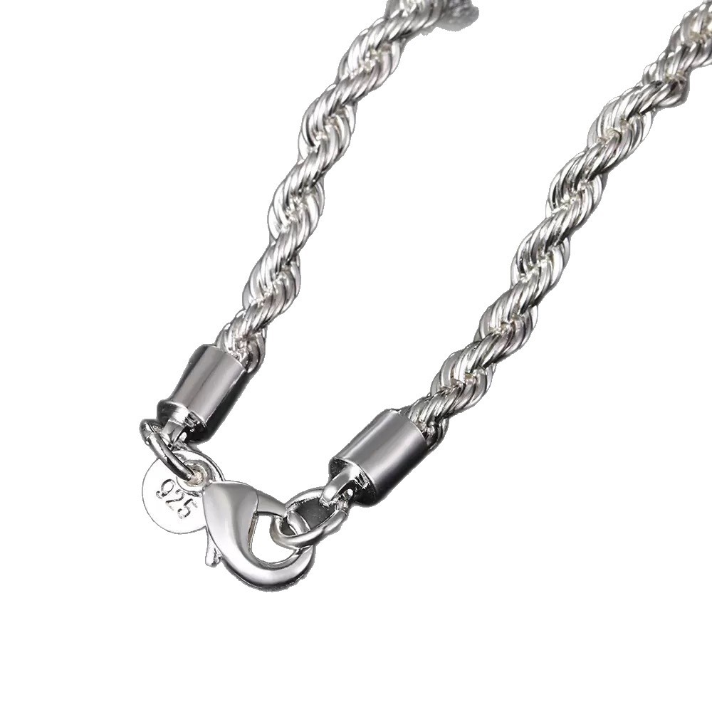 Silberne 925er Kordelkette Schlichte Europäische Mode Halskette_voghion.com