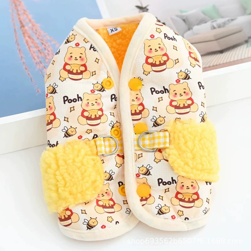 Мультяшная домашняя собака одежда собаки может буксировать кошку, чем медведя Тедди осенняя и зимняя одежда маленькая собака теплая шерсть жилет