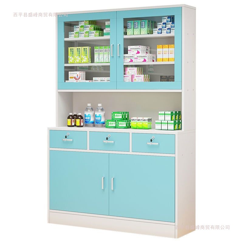 Western Medicine Cabinet Clinic Medical Wooden Pharmacy Display Cabinet Treatment Room Disposal Table Hospital Medicine Dispensing Cabinet Shelf