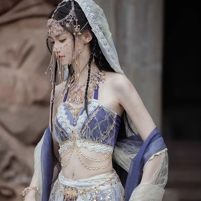 퍼플 프린세스 [베일 + 튜브탑 + 스커트 + 거즈 스커트]