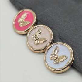 /JIAYAO/高档毛呢大衣异形点油金属纽扣羊绒风衣女小香风蝴蝶钮扣