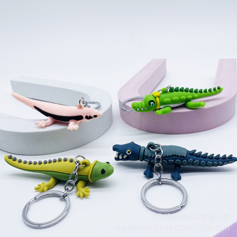 New Simulated Crocodile Lizard Doll Keychain Creative Reptile Key Chain Pendant Student Bag Pendant