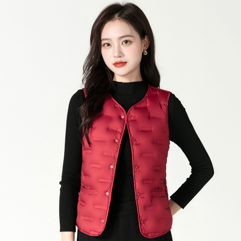 Anti-season Down Vest Women's fleece-lined Vest Middle-aged and Elderly Mother's Inner Tank White Duck Down Vest Warm and Lightweight Waistcoat Women's Waistcoat