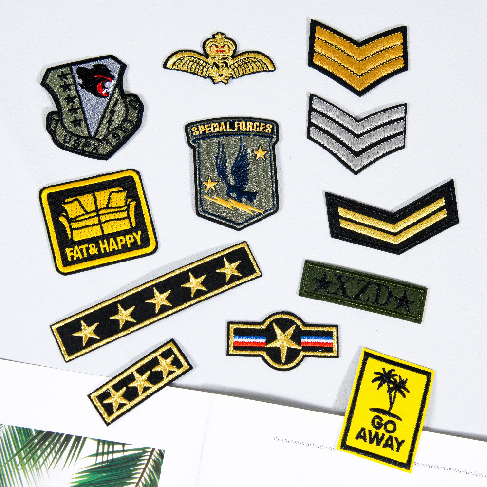 馨文厂家现货直销电脑绣花金线简章布贴刺绣服装包包鞋帽配饰外贸