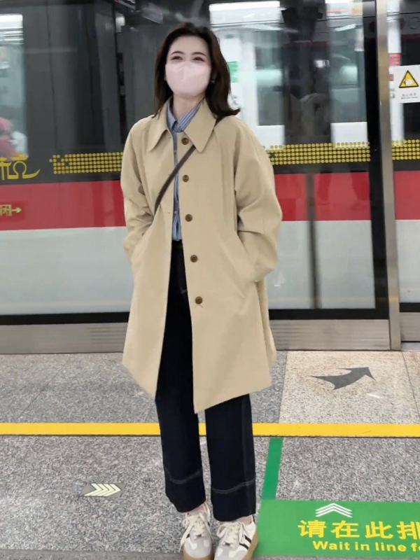 风衣外套女中长款2025年新款春秋季韩版宽松显瘦时尚休闲气质大衣|undefined
