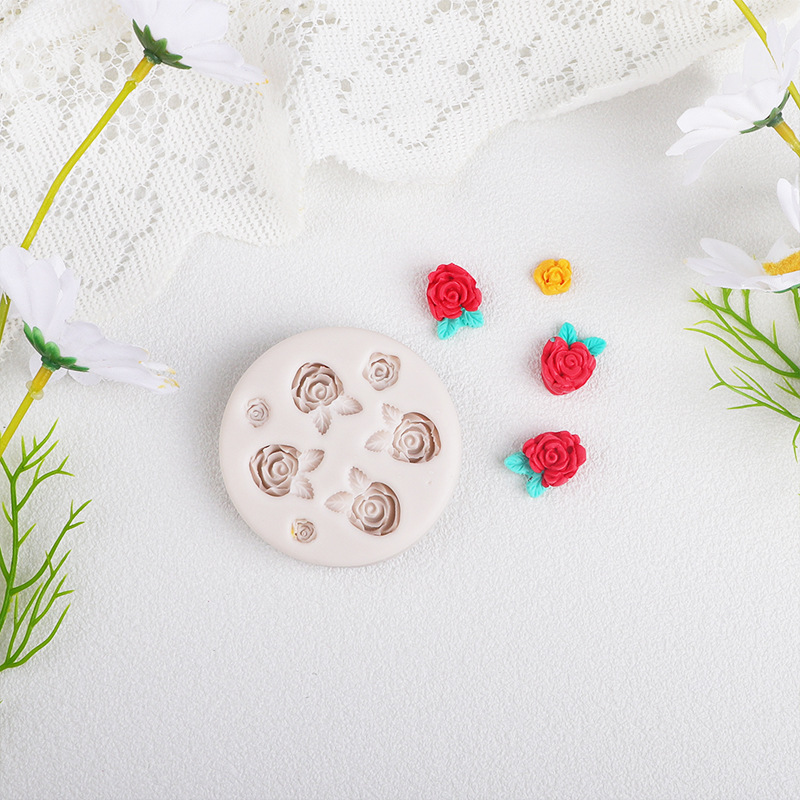 Rosas de hoja de silicona molde de cinta magnética mousse pastel de chocolate aromático decoración accesorios de goteo