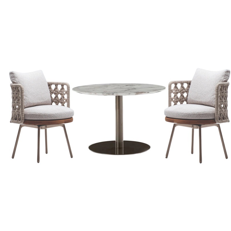 Sofá de ratán para exteriores, juego de muebles de diseño para patio, muebles de ocio para villa, modelo de sala de estar, silla individual de ratán y teca