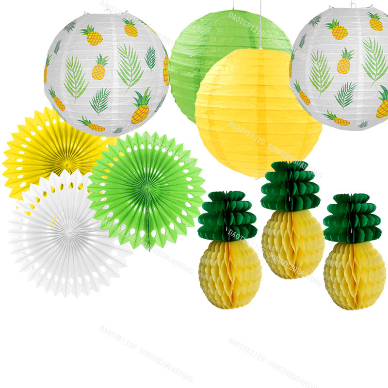 Hawaii Luau refreshing style pineapple lantern honeycomb ball Party party banquet decoration set Wholesale