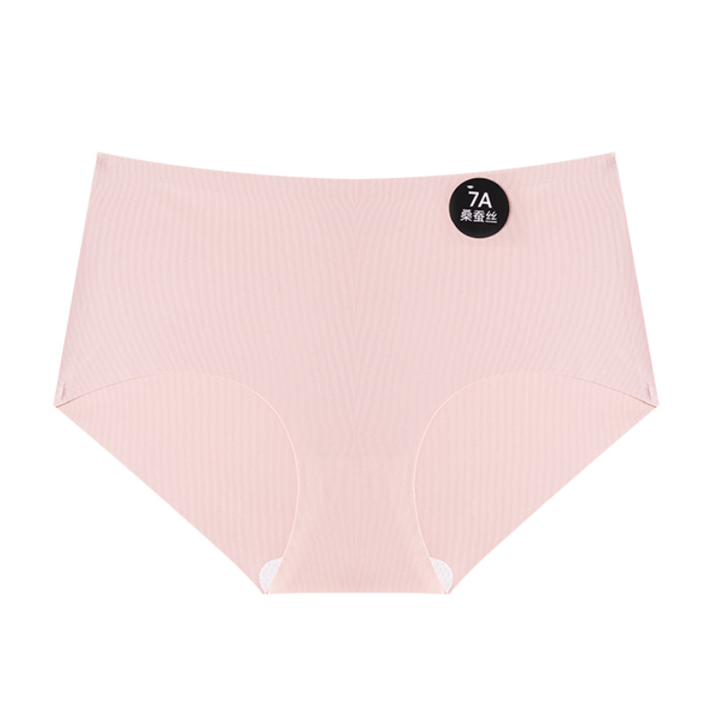 Bragas sin costuras, entrepierna antibacteriana femenina 7A, niña de seda de morera, ejercicio, yoga sin caderas, seda de hielo, cintura media, curva sexy