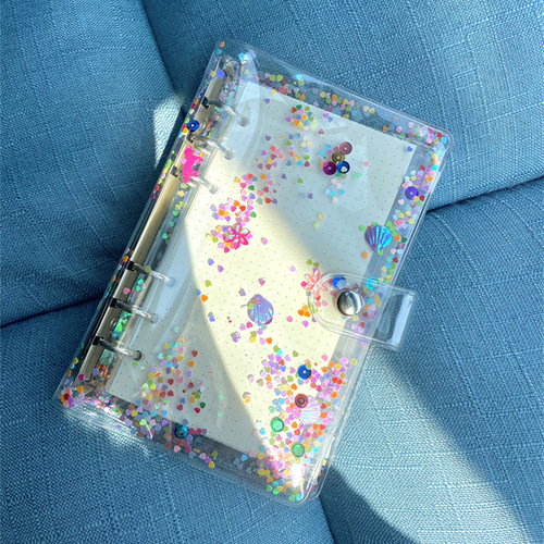 A6 color quicksand shell sequins PVC binder photo album clip celebrity photo card collection storage booklet hand ledger