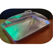 亚克力透明托盘盖子超市展示保鲜罩不锈钢盘配盖烤盘盖两件套