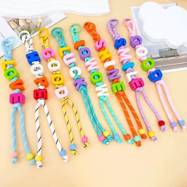 Cross-border dopamine acrylic beaded letter woven strap miu-style bag charm colorful letter beaded bag pendant