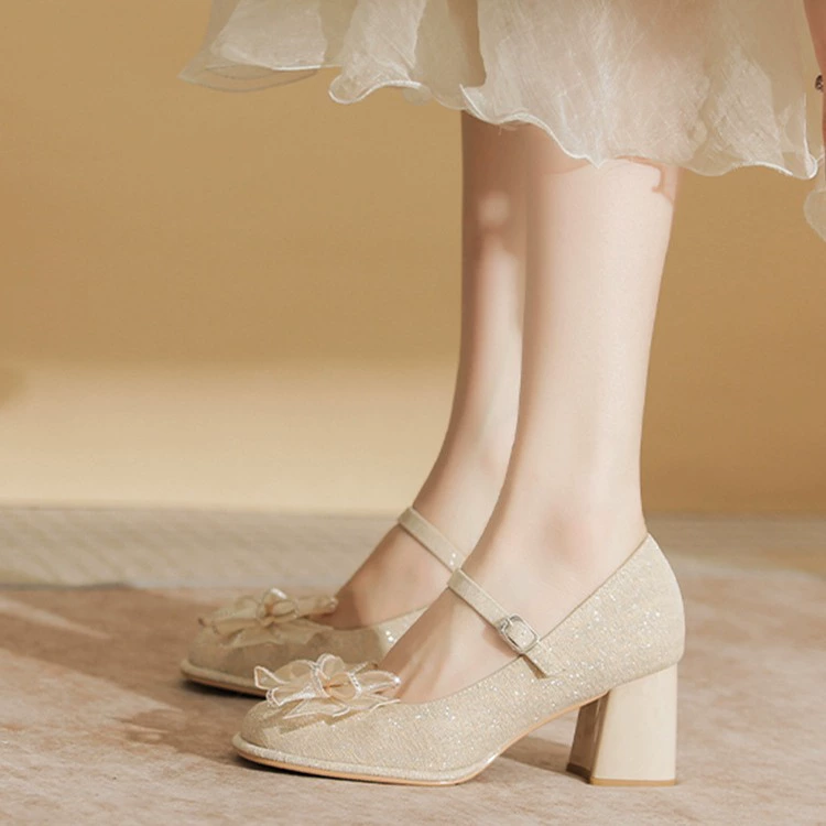 Женская обувь с круглой головой Мэри Джейн оптом новые толстые на каблуке модные одиночные туфли