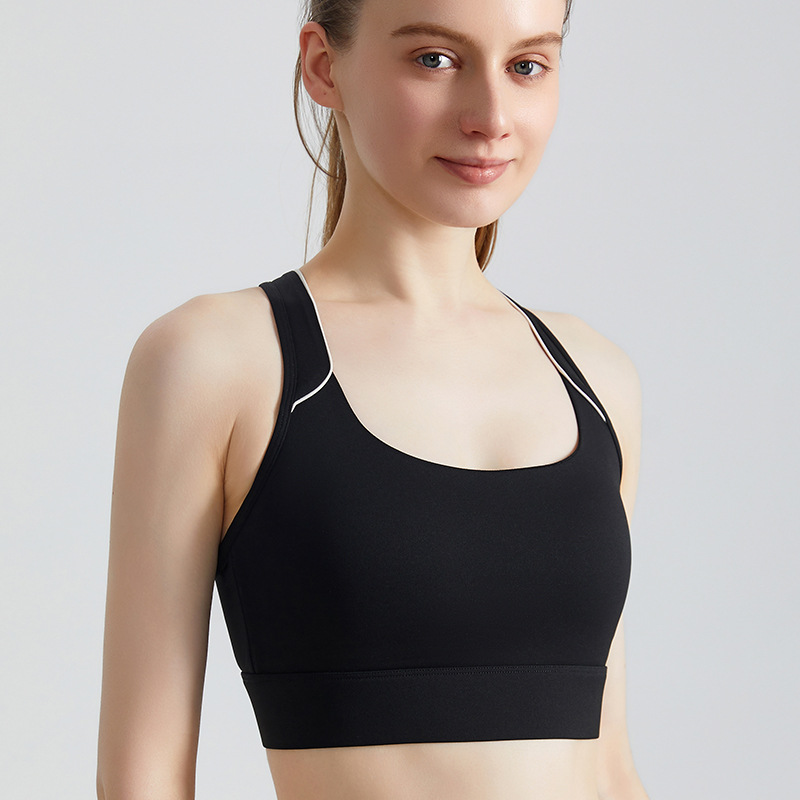 Wiman nueva ropa interior deportiva mujer taza fija a prueba de choque delgada de poliestireno para correr tres filas de ropa interior de yoga de tres botones